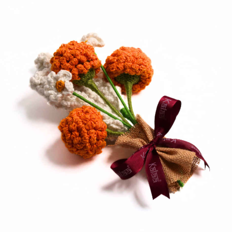 The Kalaa Store Handcrafted Crochet Festive Marigolds Bouquet
