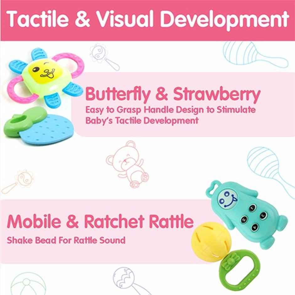 Aditi Toys 8-Piece Baby Rattle Set - Safe, Colourful, 100% BPA Free, Non-Toxic, Infant Grab, Age 0 -6M