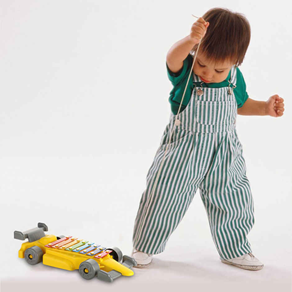 Aditi Toys Plastic Car Xylophone with 8 Metal Nodes, Xylophone Toy Car for Kids | 3 Yrs + | Yellow