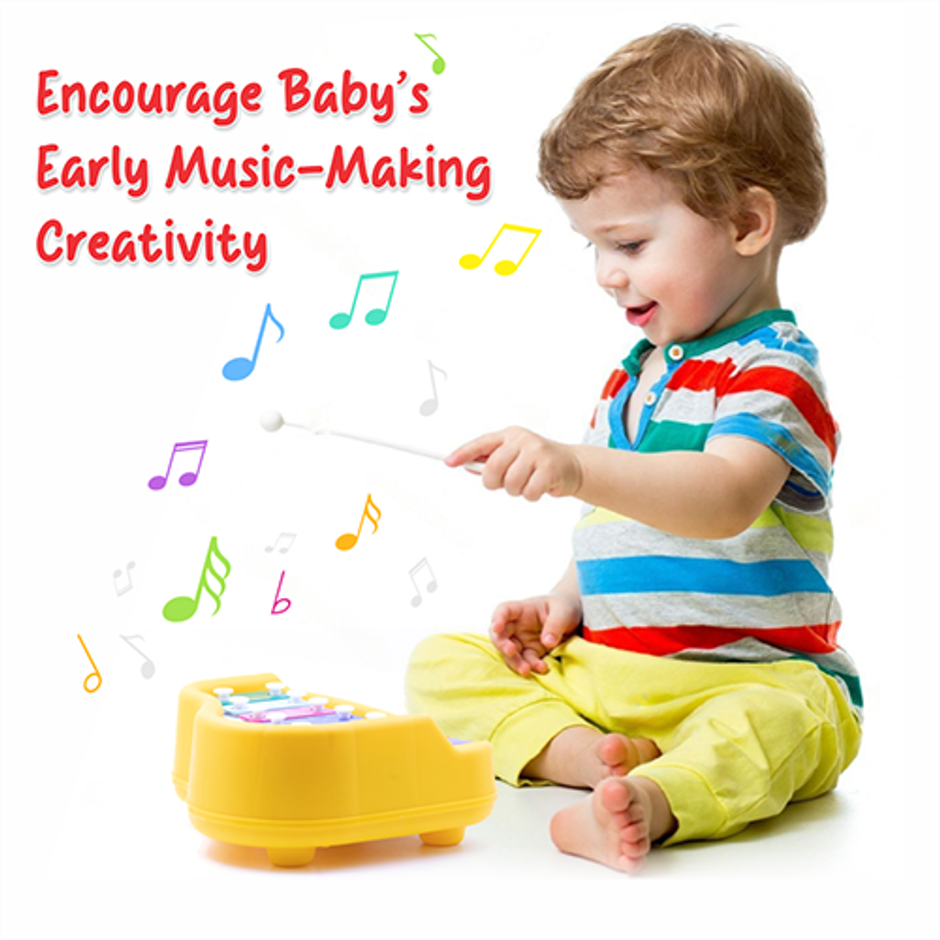 Aditi Toys Plastic Musical Piano Xylophone for Kids, Non-Toxic Suitable for Above 3 Years | Yellow