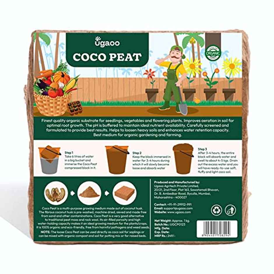 Ugaoo Cocopeat Block For Home Garden Plants