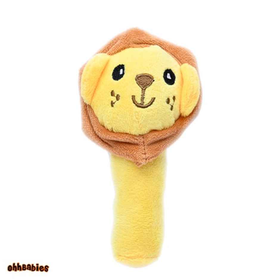 Ohhbabies Yellow Lion With Pink Penguin Baby Rattle Toy