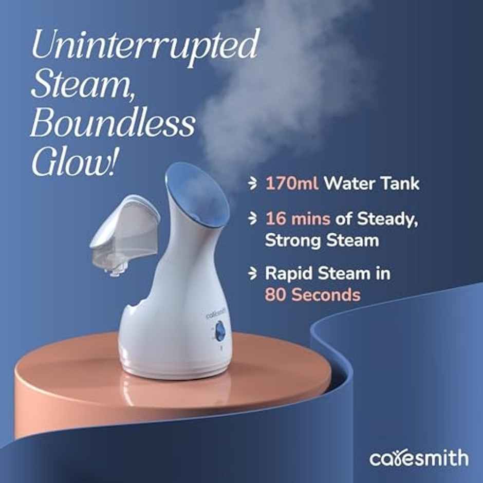 Caresmith 2-in-1 Face Steamer 16 Mins of Natural Steam Therapy for Cold Relief &Facial Rejuvenation