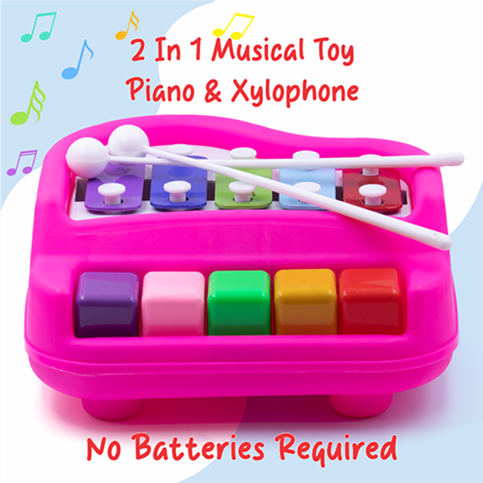 Aditi Toys Plastic Musical Piano Xylophone for Kids, Non-Toxic Suitable for Above 3 Years | Pink