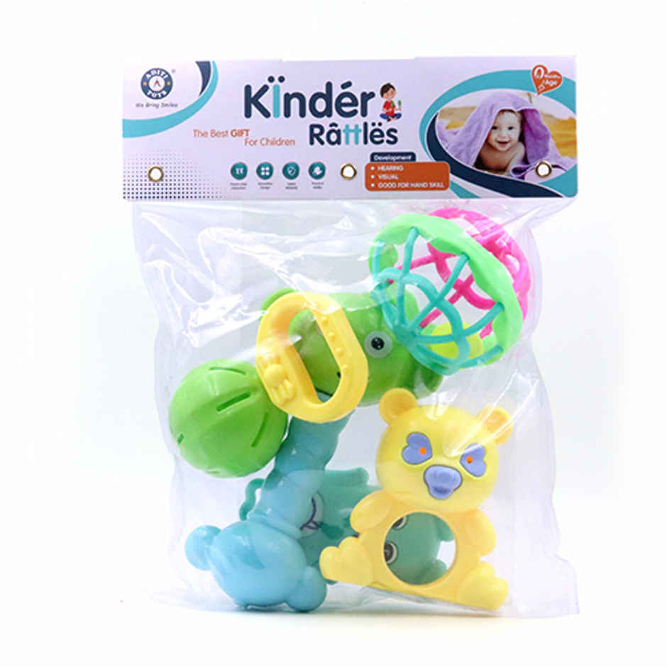 Aditi Toys 5-Piece Baby Rattle Set - Safe, Colourful, 100% BPA Free, Non-Toxic, Infant Grab, Age 0 -6M