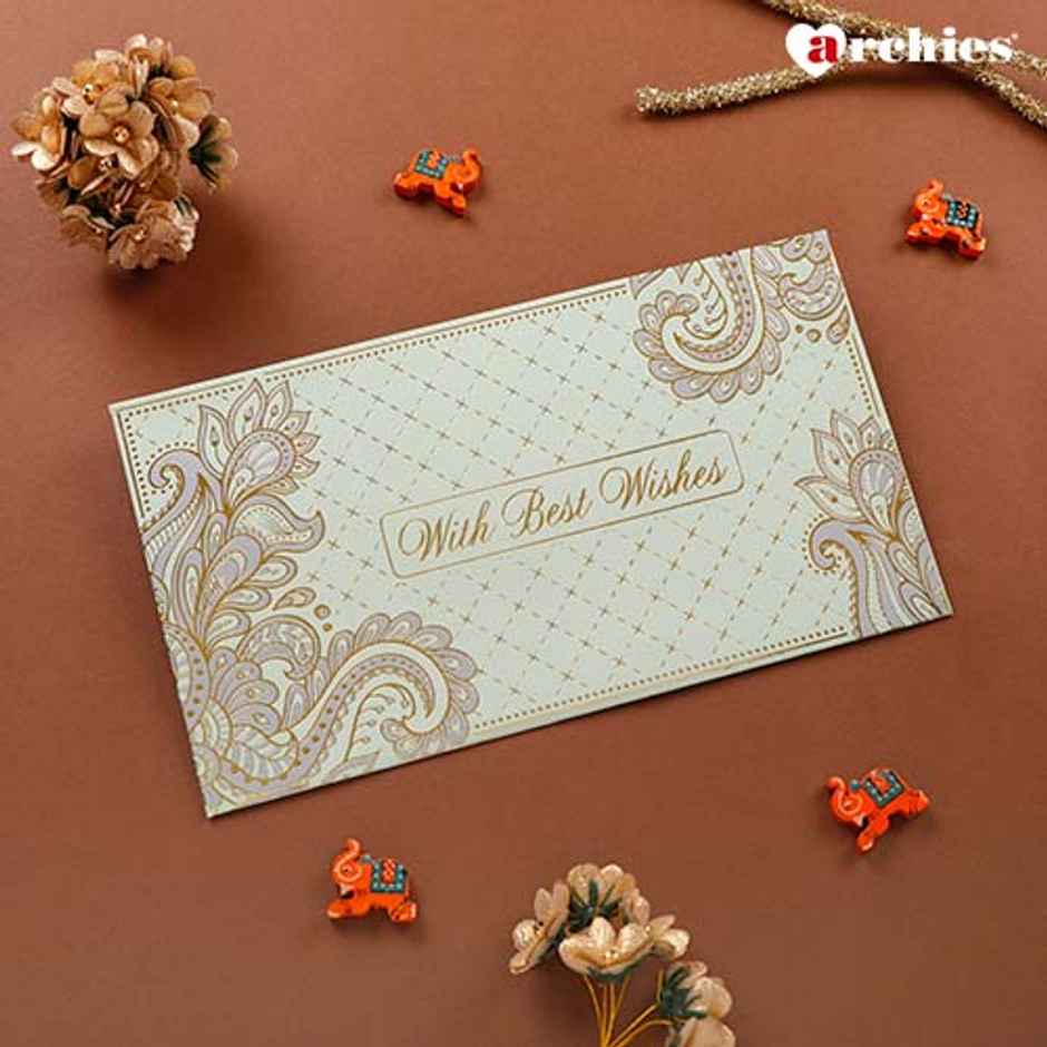 Archies Mint Floral Shagun Envelope