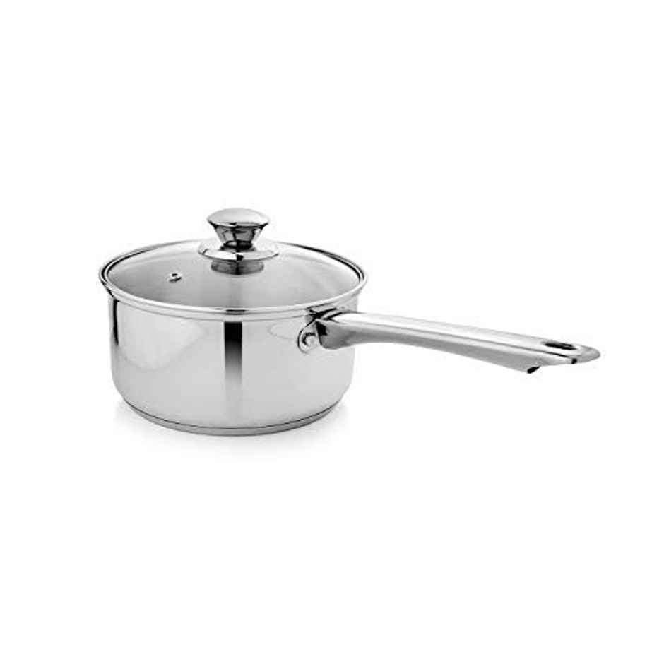 BAY6 Capsule Bottom Stainless Steel Saucepan with Glass Lid (16 cm)