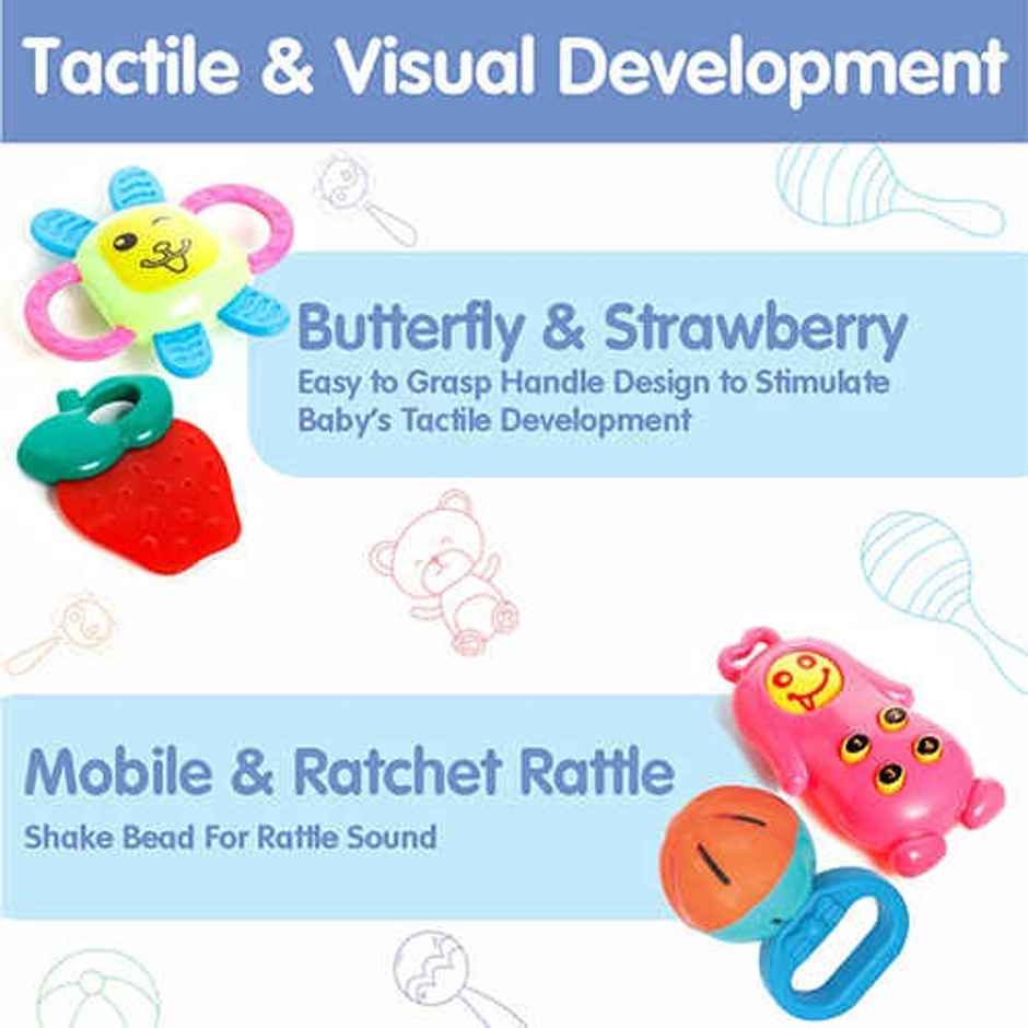 Aditi Toys 8-Piece Baby Rattle Set -Safe, Colorful, 100% BPA Free, Non-Toxic, Infant Grab, Age 0-6M