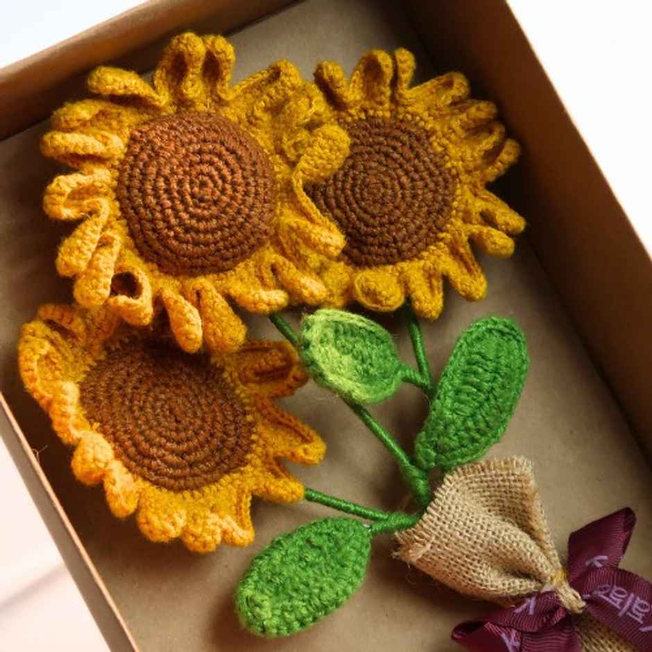 Handcrafted Crochet Sunflowers Bouquet | The Kalaa Store