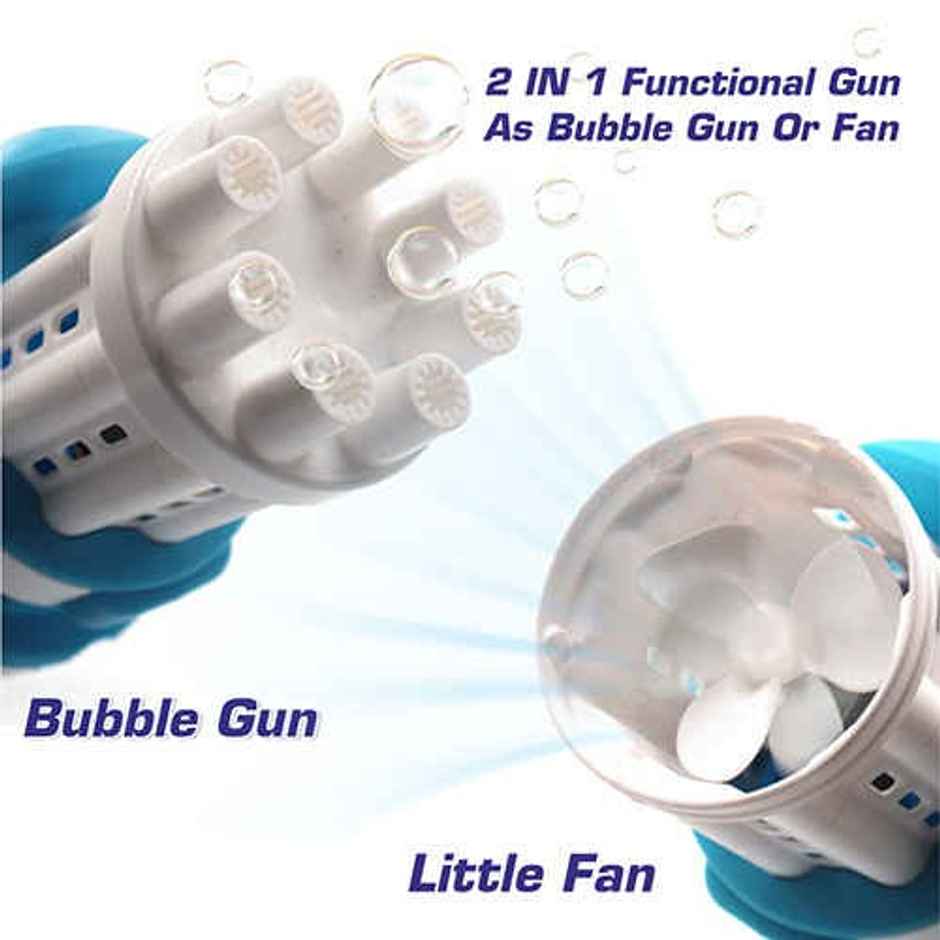 Aditi Toys 8-Hole Gatling Bubble Gun with Solution - Safe for Kids, Indoor/Outdoor 3+ |Light Blue