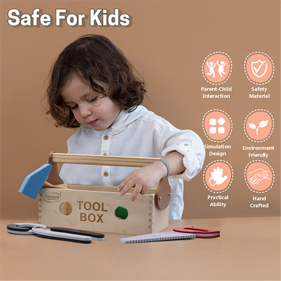 Aditi Toys Wooden Tool Kit - 7-Piece Pretend Play Construction Set for Kids Age 5Y+