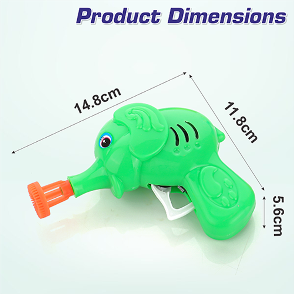 Aditi Toys Elephant Bubble Gun Toy for Kids with 100 ml Bubble Liquid Bottle, Toy Bubble Maker-Green