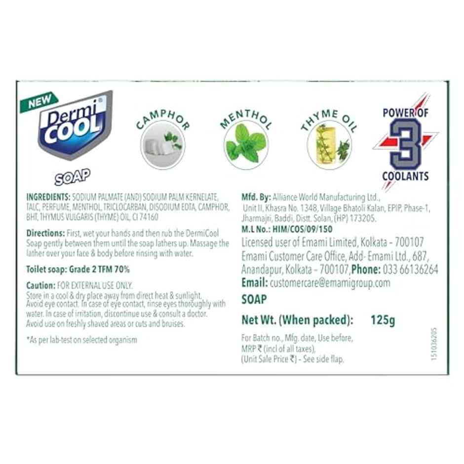 Dermicool Soap With The Power Of 3 Coolants - Camphor, Menthol, Thyme Oil