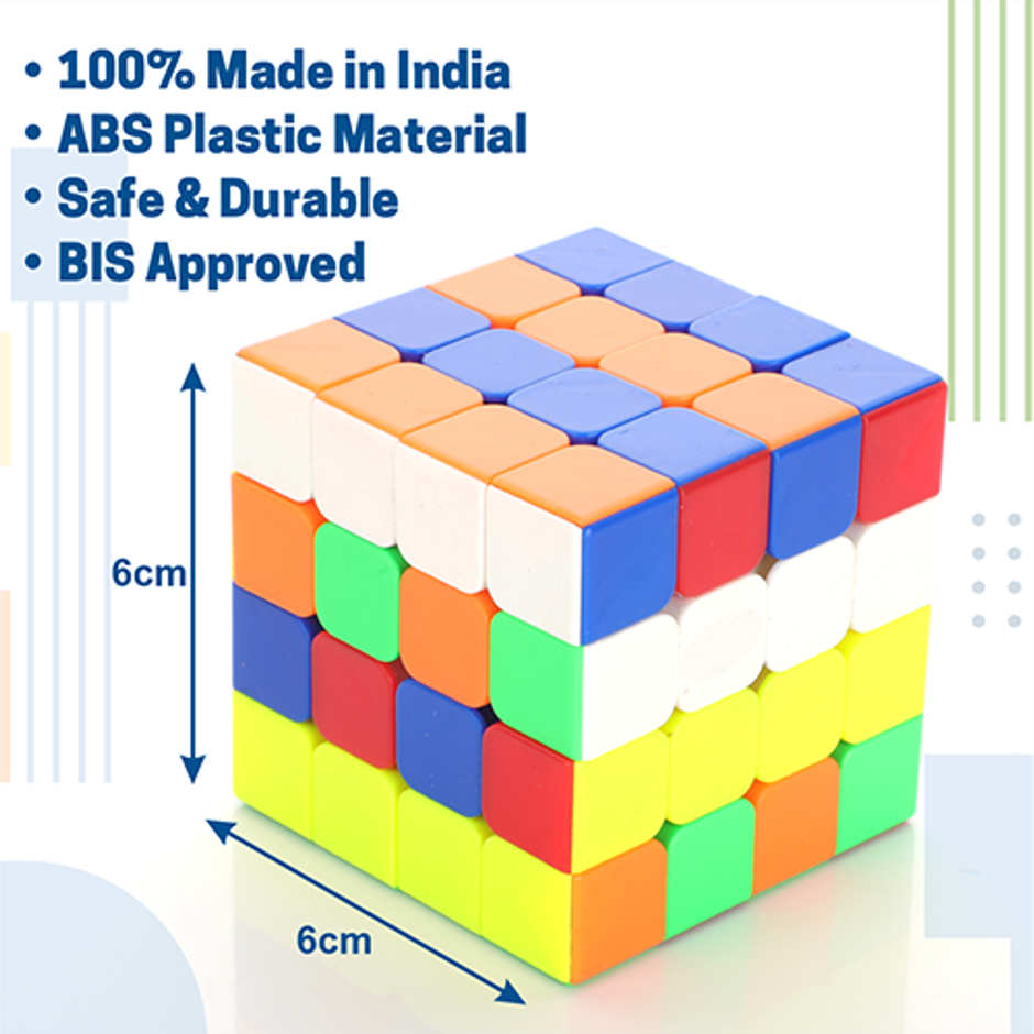 Aditi Toys 4x4 Cube for Kids, Speed Cube Puzzle for Kids & Adults, Stickerless Speed Cube - Age 6 Y+