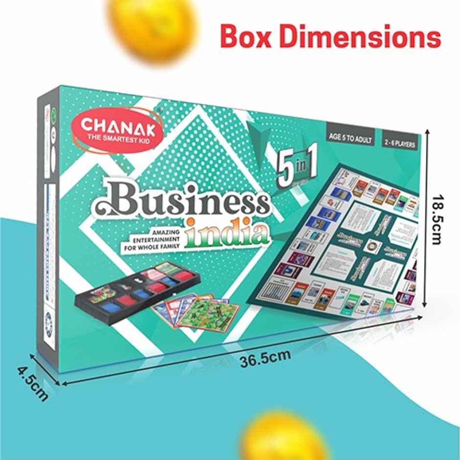 Aditi Toys Business Game 5-in-1 Board Game - Ludo, Snake & Ladder, Cricket for Kids & Adult| 6+ Year