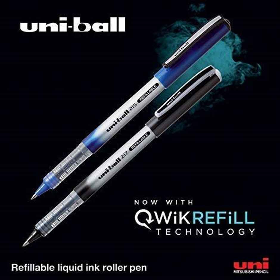 Uniball Ub-215 Micro Roller Fine Point Pen (0.5Mm Blue Ink 2 Pcs Blister)