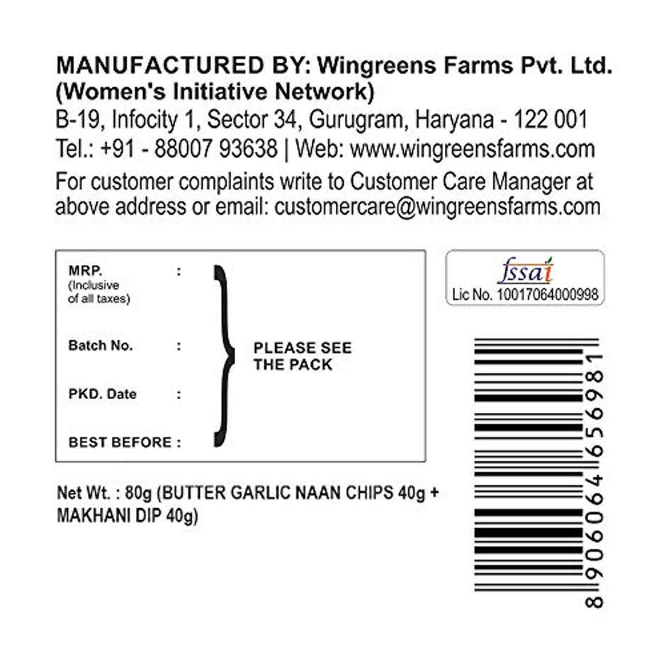 Wingreens Farms Butter Garlic Naan Chip & Dip