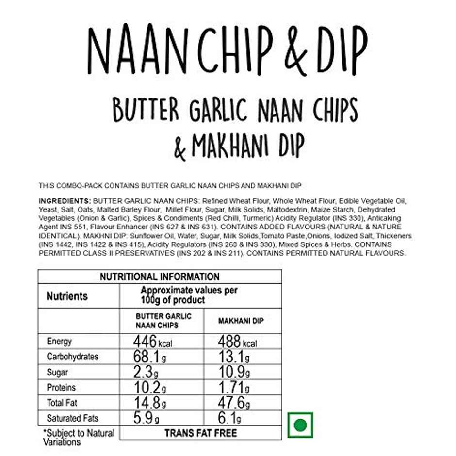 Wingreens Farms Butter Garlic Naan Chip & Dip