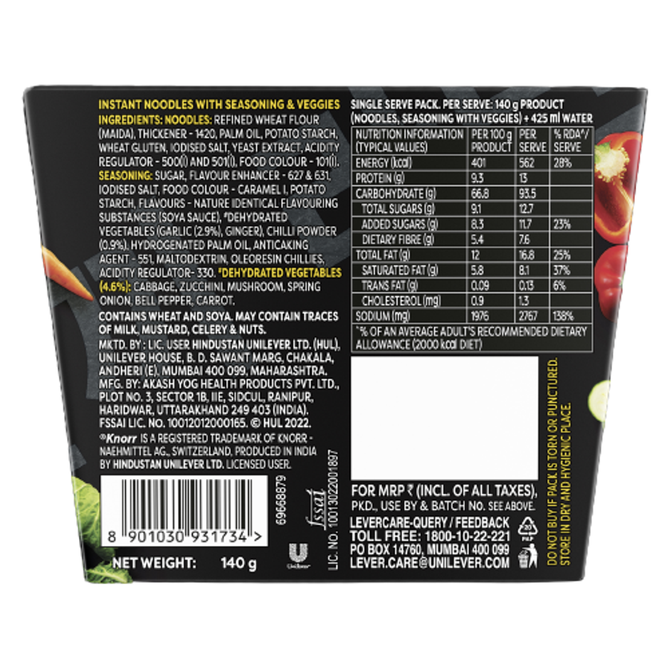 Korean Knorr Meal Pot - Spicy Jjajangmyeon Ramen Korean Noodles Veg