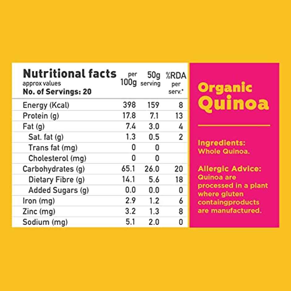 Yoga Bar Organic Quinoa, Gluten Free Quinoa Seeds,Rich in Protein & Fibre,Healthy Superfood