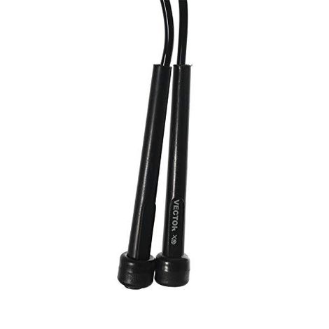 Vector X Lightweight Jump Rope | Adjustable With Plastic Handles | Tangle-Free Black