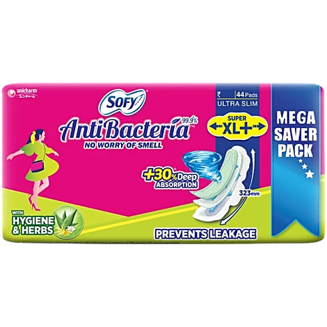 Sofy AntiBacteria XL+ Sanitary Pads |6 Layer Deep Absorption | 323mm