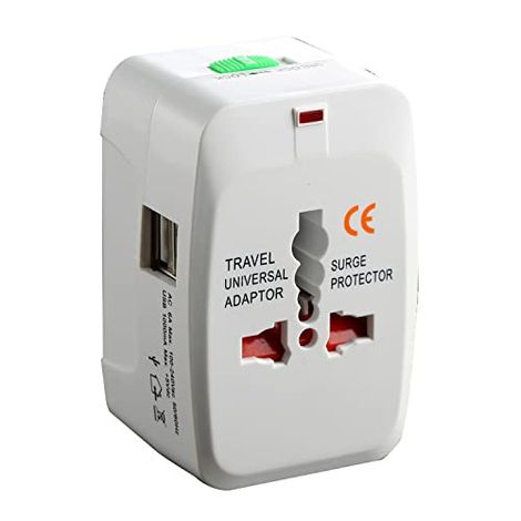 Basics IND Universal Travel Adapter,2.4 A Multi-pin Wall Charger for Mobile with Detachable Cable - White