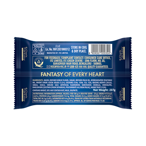 Sunfeast Dark Fantasy Vanilla Creme, Dark Crunchy Biscuit with Smooth Vanilla Creme
