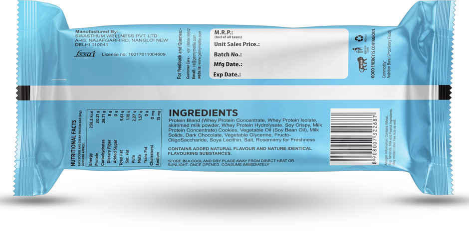 Getmymettle Cookies And Cream Protein Bars | Each 30G Bar | Protein Bars (Cookie & Cream)