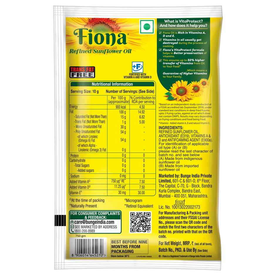 Fiona Refined Sunflower Oil (Pouch)