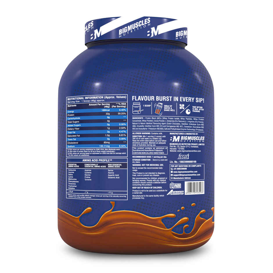 Big Muscles Nutrition Nitra Isolate with ProHydrolase Enzyme for Faster Absorption Dutch Chocolate