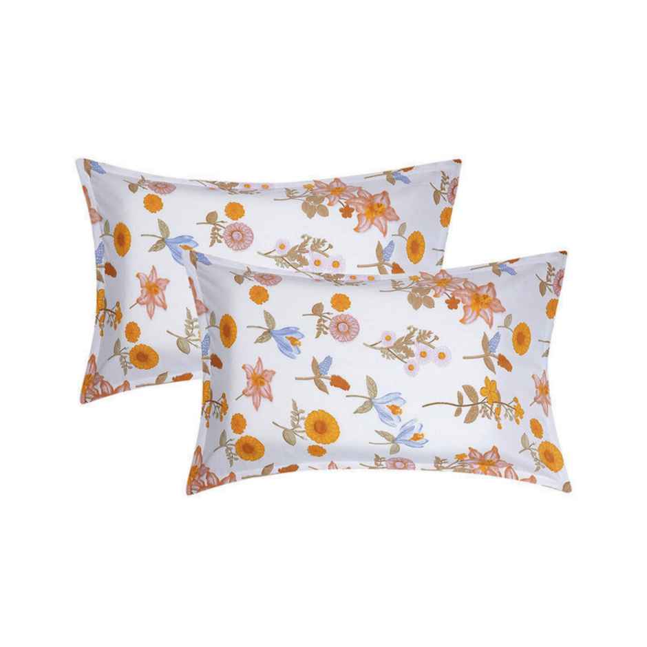 Status Value Single Floral Bedsheet | 59 x 79 in | White