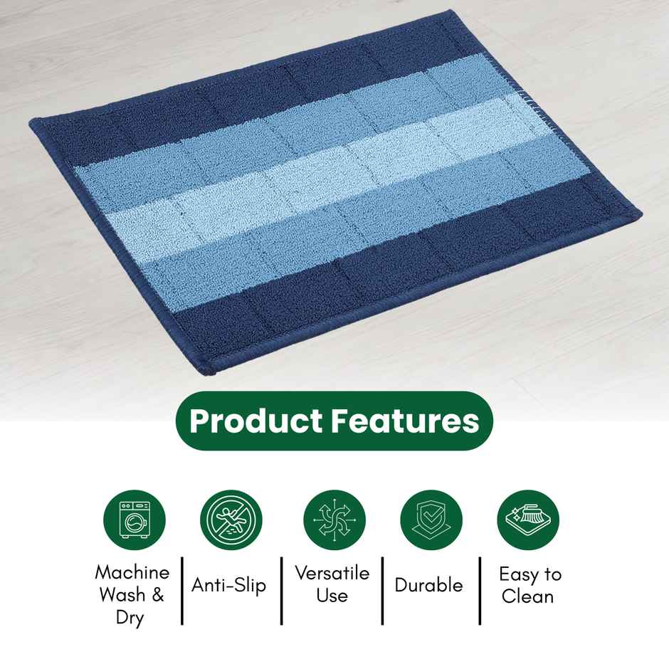Status Iris Anti- Skid Floor Mat | 38 x 58 Cm | Blue