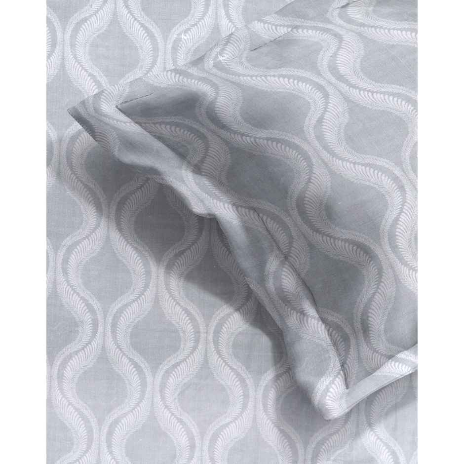 BAY6 100% Cotton Groovy Super Soft Double Bedsheet 120 Tc With 2 Pillow Covers - Grey
