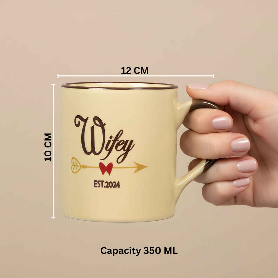 SAFFRON Hubby Wifey Couple Coffee Mug Gift for Husband Wife Anniversary Valentine
