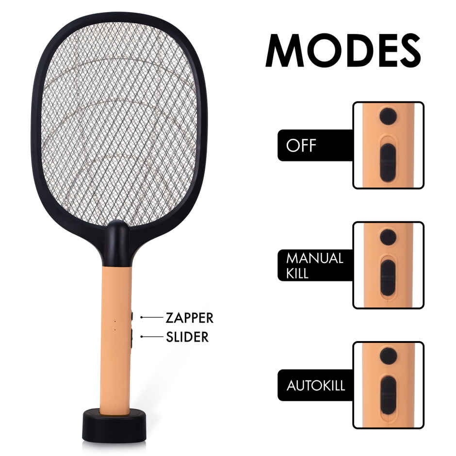 Killato Weird Wolf 2 In 1 Uv Light Mosquito Bat Racket Usb Type-C Charging, (Peach-Black)