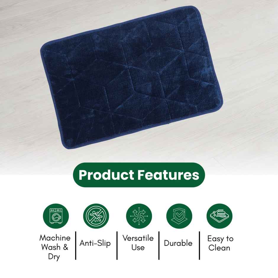 Status Anti-Skid Memory Foam Mat | 38 x 58 cm | Blue