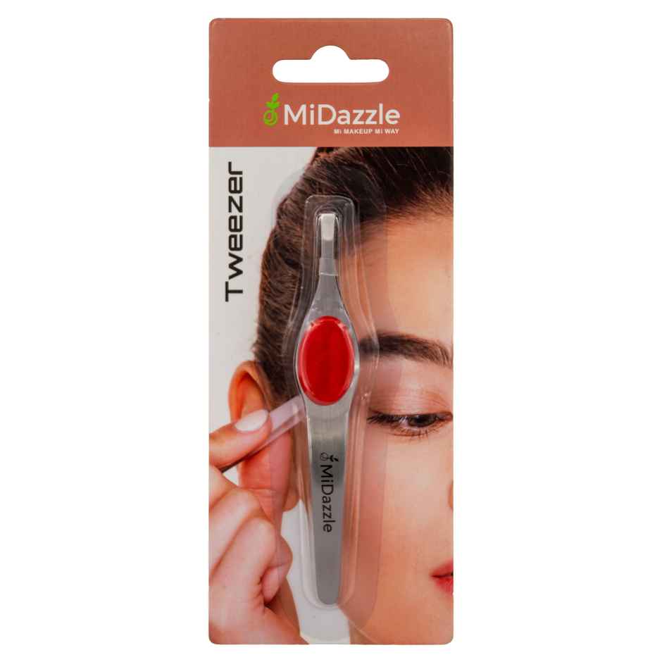 Midazzle Tweezer with Rubber Grip for Eyebrows, Ingrown Hair and Facial |MITW3201