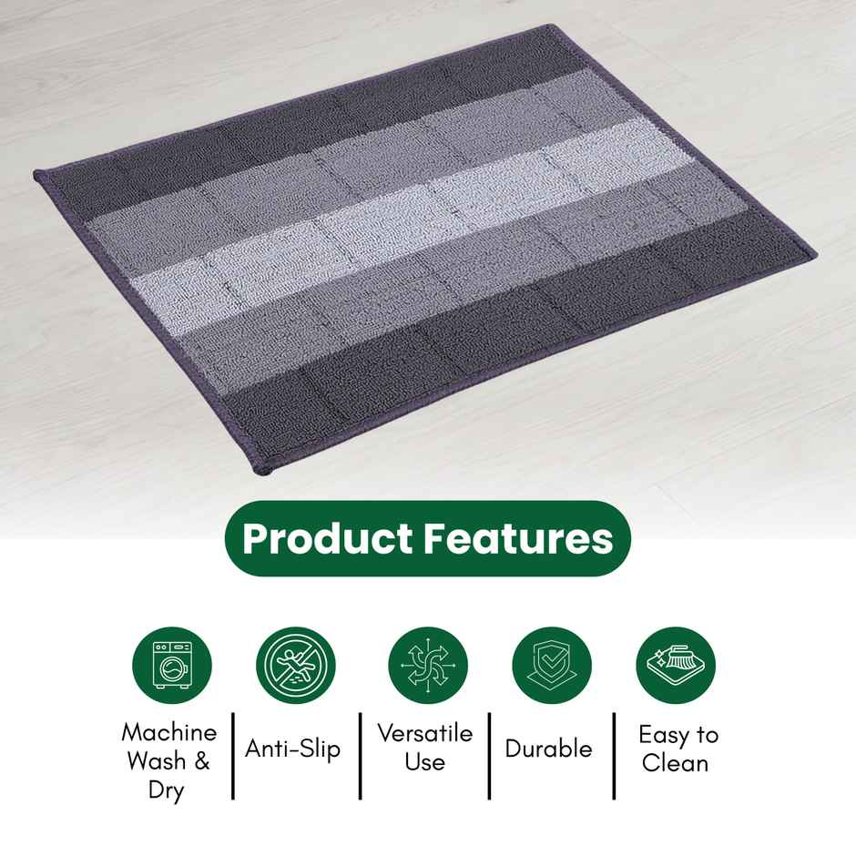 Status Iris Anti- Skid Floor Mat | 38 x 58 cm | Grey