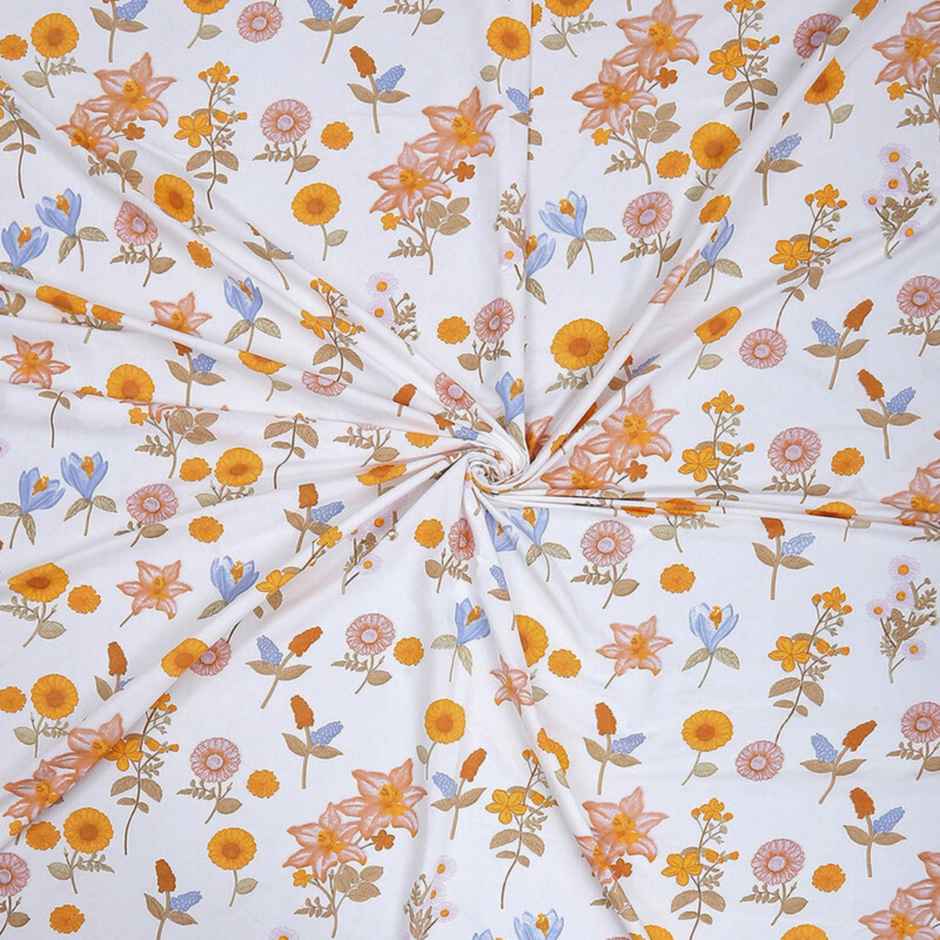 Status Value Single Floral Bedsheet | 59 x 79 in | White