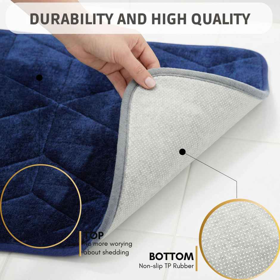 Status Anti-Skid Memory Foam Mat | 38 x 58 cm | Blue