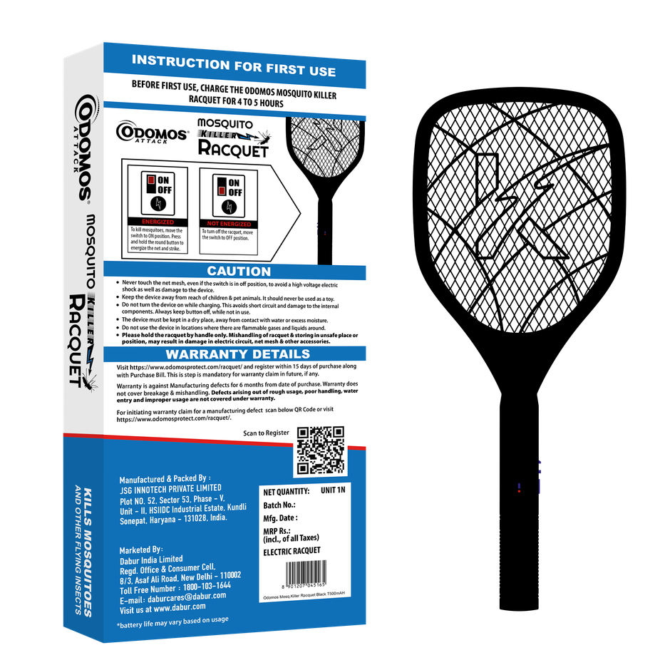 Odomos Attack Anti - Mosquito Rechargeable Racquet