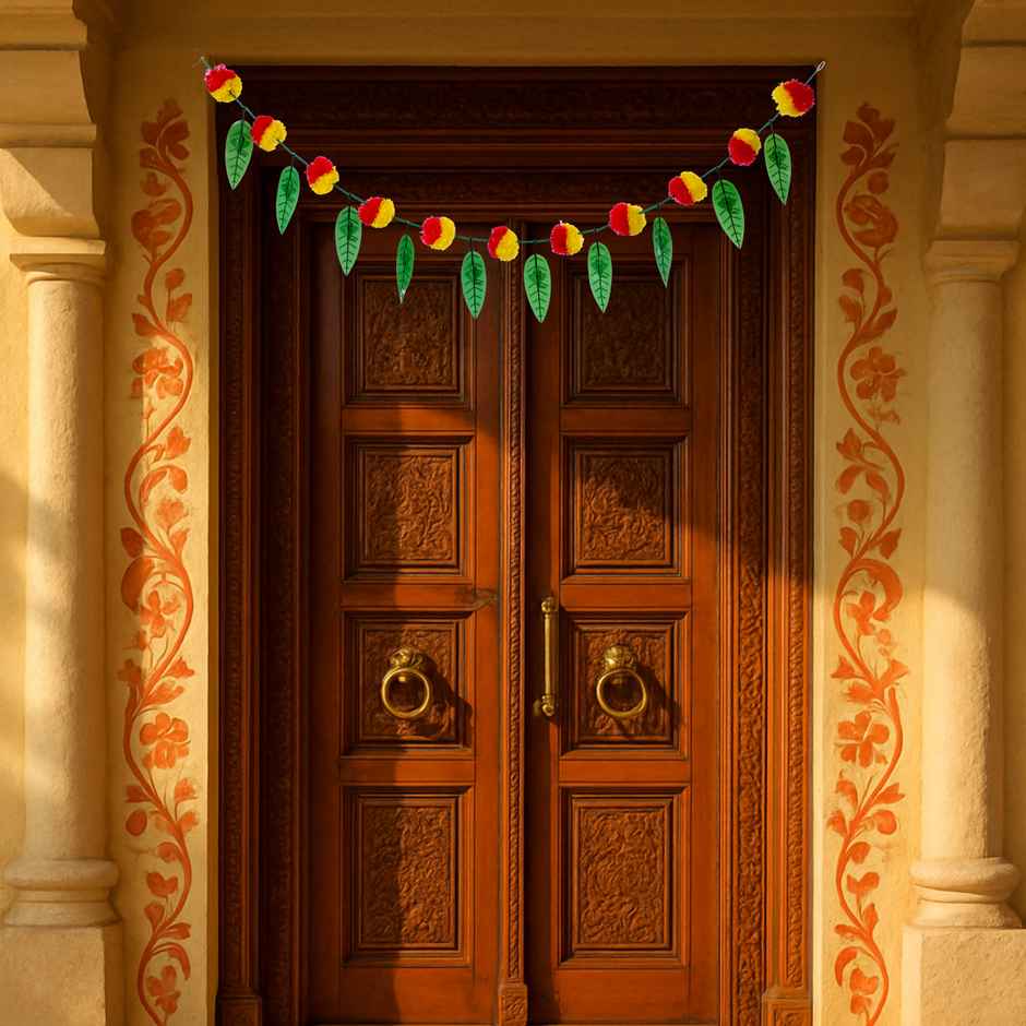 Artificial 11 Mango Leaf Marigold Toran | Mangal Bhawan