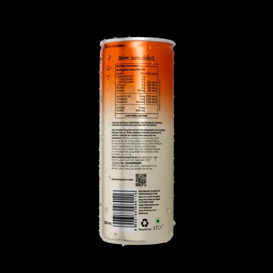 XTCY Orange Zero Sugar Energy Drink | Energising & Light