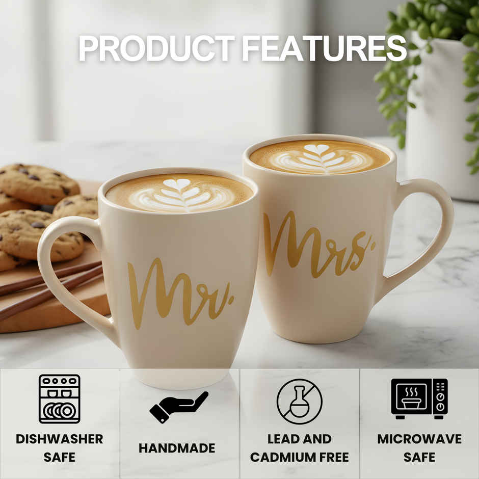 SAFFRON Mr Mrs Couple Coffee Mug Gift for Husband Wife Anniversary Birthday Valentine