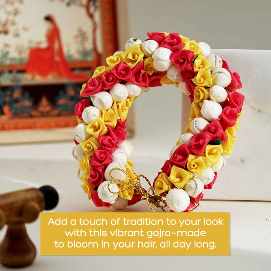 Artificial Flower Gajra | Traditional Hair Accessory | Multicolour | Oye Happy
