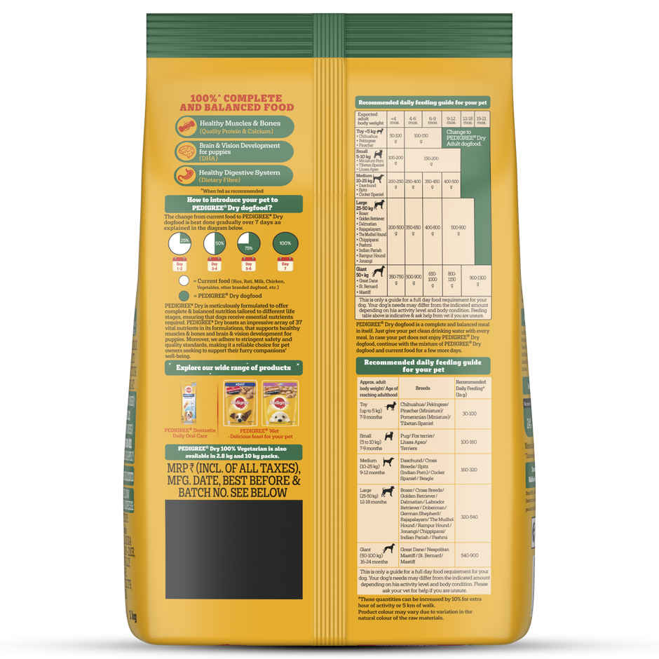 Pedigree Adult & Puppy Dry Dog Food | 100% Vegetarian