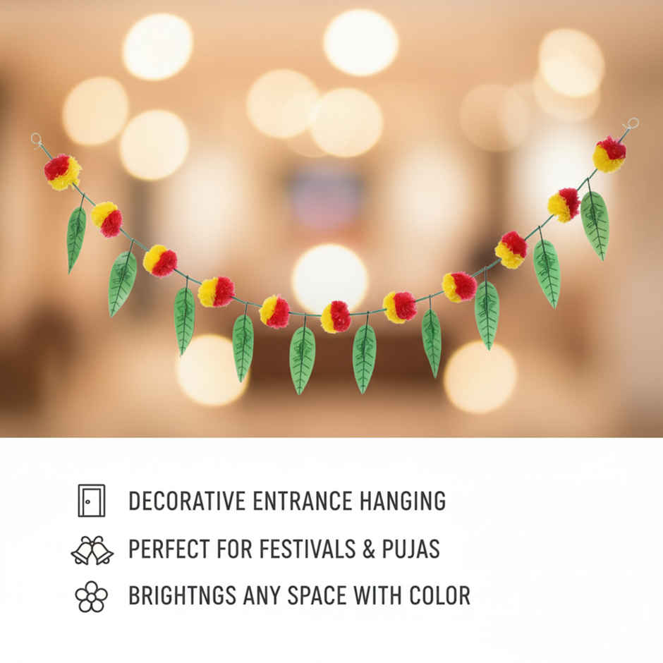 Artificial 11 Mango Leaf Marigold Toran | Mangal Bhawan