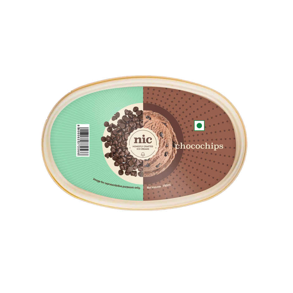 NIC Chocochips Ice Cream Tub| Preservative Free | No Artificial Flavors