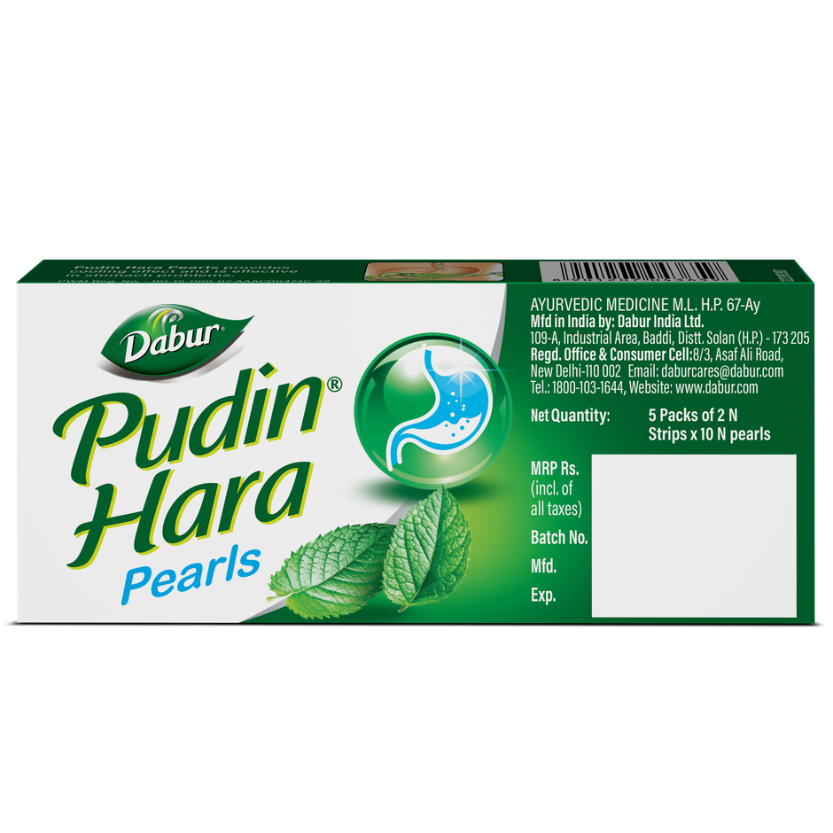 Dabur Pudin Hara Pearls Pack of 2 Strips Combo  